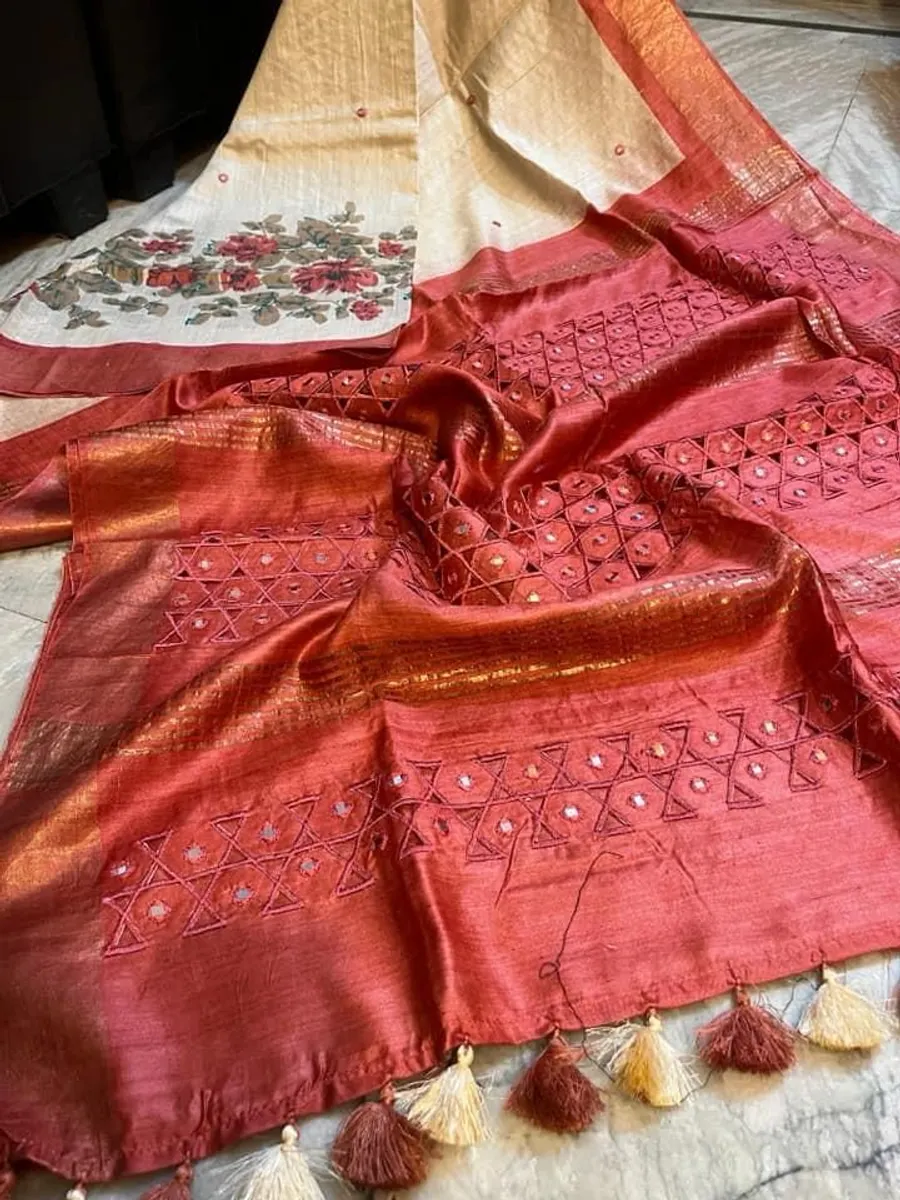 Pure Ghicha Tussar Silk Saree